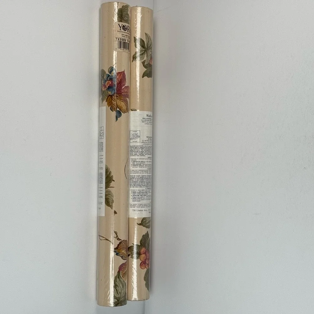 York Wallcovering Wallpaper TWO Double Rolls TX3909 Botanical Grape Leaves Vtg